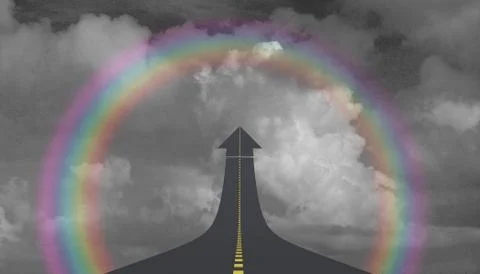 Highway to sky in arrow shape Stock Illustration