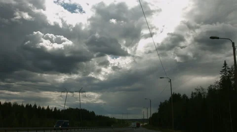 Highway sky timelapse Stock Footage 49136608