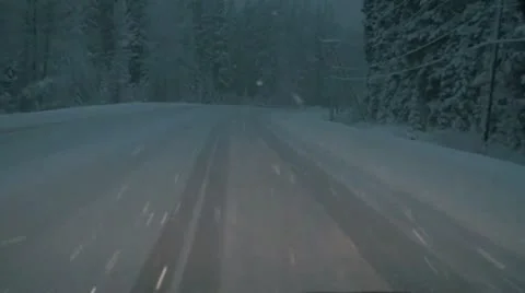 Highway Snow Driving Video stock 12655148