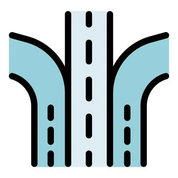 Highway splitting into two separate roads, diverging path concept Stock Illustration