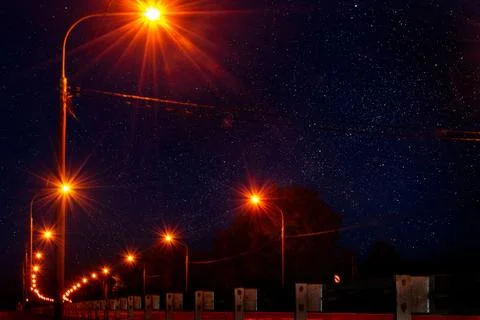 Highway starry sky Stock Photos