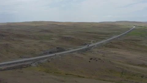 The highway in the summer steppe Stock Footage 247134943
