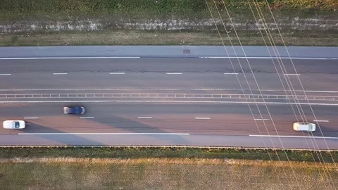 Highway sunset aerial Stock Footage 88377645