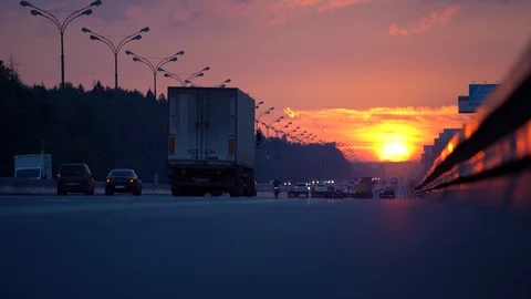 The highway at sunset, Stock Footage 111415405