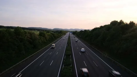 Highway at sunset in Germany Vídeos de archivo 195175153