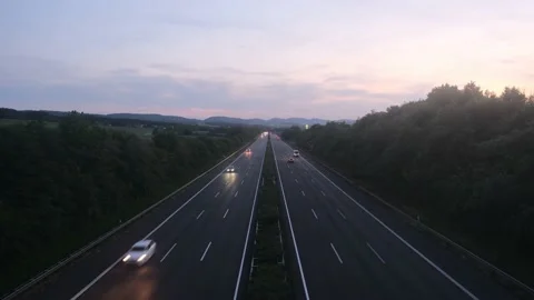 Highway at sunset in Germany 스톡 동영상 195178365