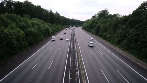 Highway at sunset in Germany Stockbeeldmateriaal 197742426