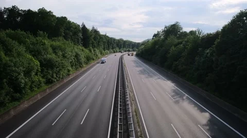 Highway at sunset in Germany Stockbeeldmateriaal 197742570