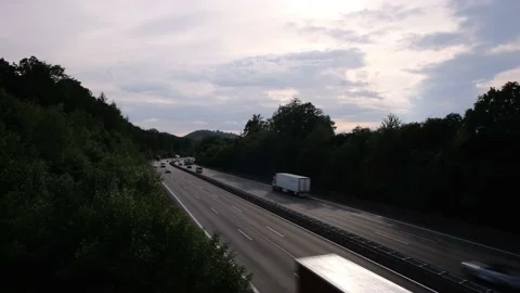 Highway at sunset in Germany Stock Footage 197742672