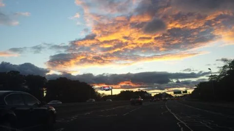 Highway Sunset Stock Photos