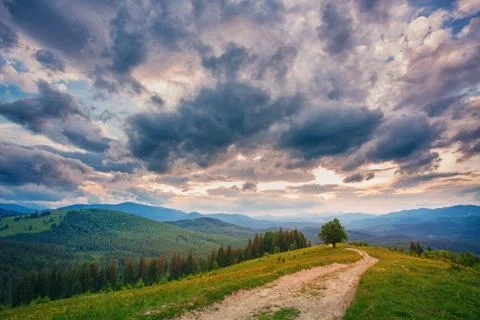 Highway to sunset. Stock Photos