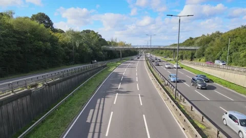 Highway surrounded by trees in forest park Stock Footage 164827391