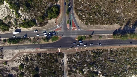Highway T intersection aerial footage 4k Stock Footage 106984203