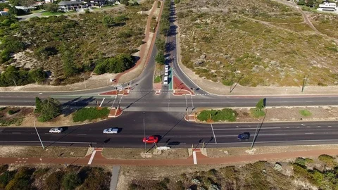 Highway T intersection aerial footage 4k Stock Footage 106989110
