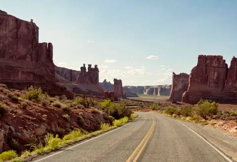 Highway through the desert Stock Photos