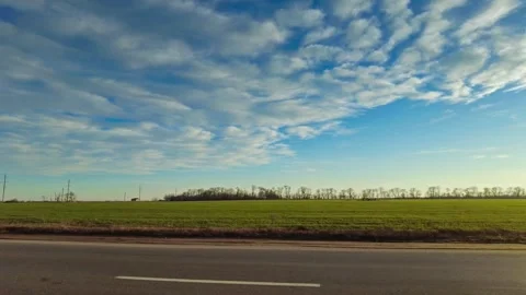 Highway Through Fields Blue Sky Stock Footage 317278281