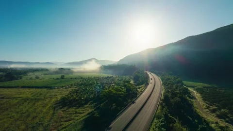 Highway Through Green Landscape Stock Footage 318096631