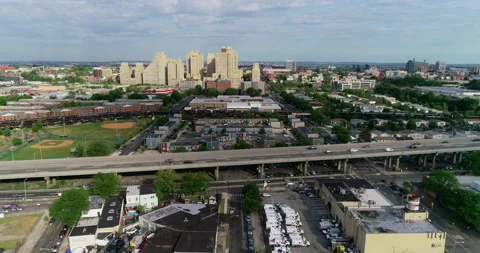 Highway through Jersey City Stock Footage 155756020