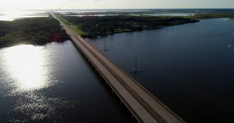 Highway through Mobile Bay Video stock 146642667