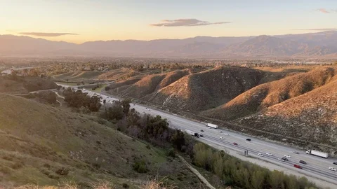Highway through valley Stock Footage 126022828