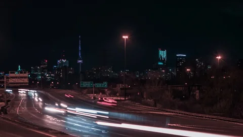 Highway Time Lapse with Cityscape background Video stock 103084572