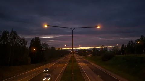 Highway time lapse during dusk Stock Footage 67861257