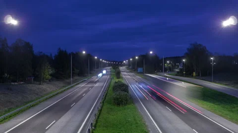 Highway time lapse during dusk Stock Footage 67894941