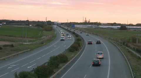 Highway time lapse sunset Видео 400189
