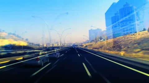 Highway timelapse bus inside 10 Stock Footage 9118426