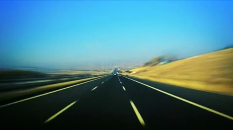 Highway timelapse bus inside 15  + " Think Different " Stock Footage 9426791