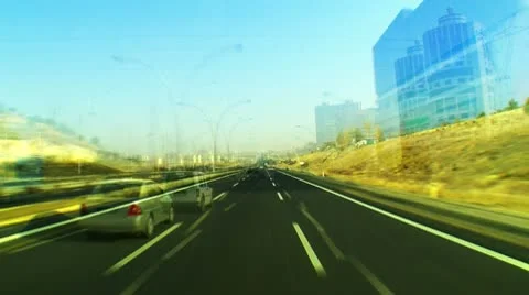Highway timelapse bus inside 3 動画素材 9118227