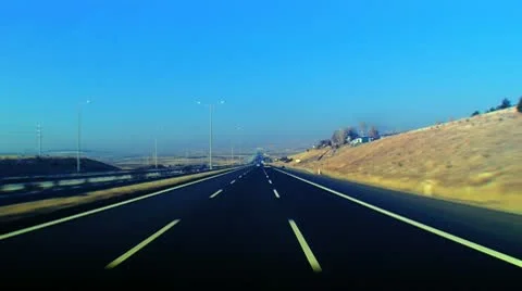 Highway timelapse bus inside  ( series 3 - version from 1 to 12 ) Stock Footage 9118520