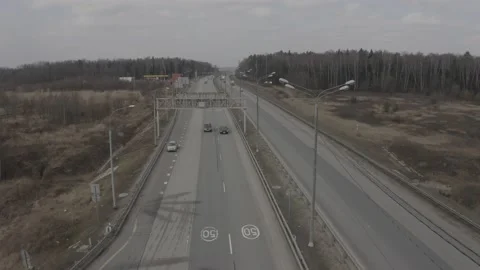 Highway traffic from above. Drone Stock Footage 148395791