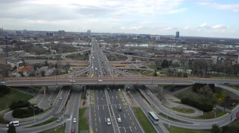 Highway traffic aerial Stock Footage 47437290