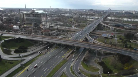 Highway traffic aerial Stock Footage 47437831