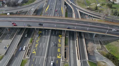 Highway traffic aerial Stockbeeldmateriaal 47437919