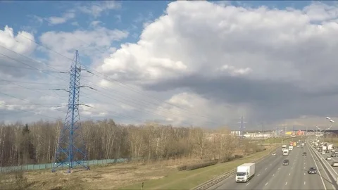 Highway Traffic and clouds in Spring Day Timelapse 스톡 동영상 82049178