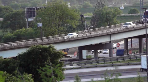 Highway Traffic Bridge Stock Footage 37620365