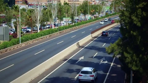 Highway with traffic from bridge Stock Footage 287340944