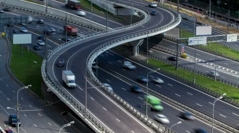 Highway traffic at daytime, time lapse Stock Footage 53855892