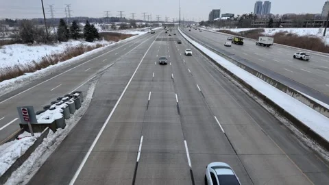 Highway traffic driving in Toronto during winter Stock Footage 332575295