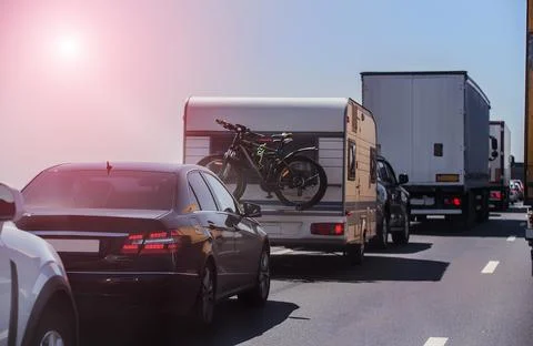 Highway traffic jam Stock Photos