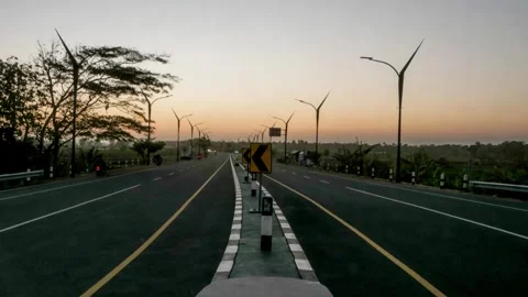 Highway Traffic Light Trails at Sunset Stock Footage 339604983