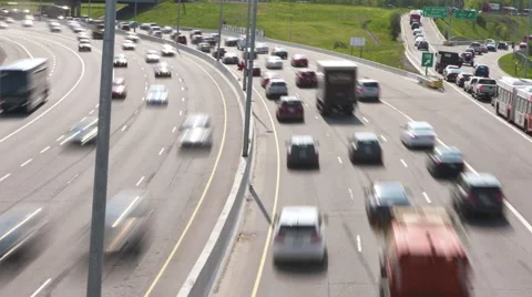 Highway traffic with motion blur Stock Footage 67422523