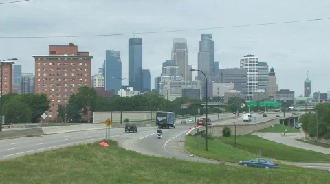 Highway traffic to Mpls Stock Footage 795927