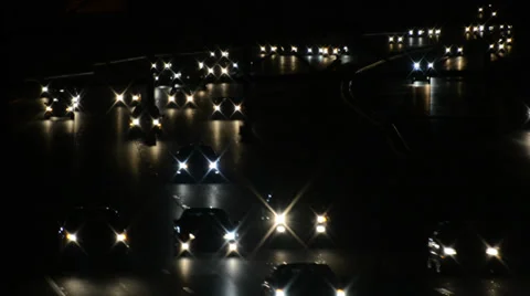Highway Traffic at Night Stock Footage 33064288