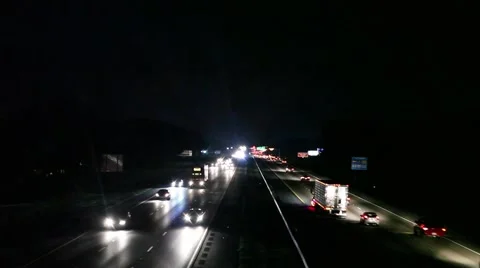 Highway Traffic at Night Stock Footage 46316765