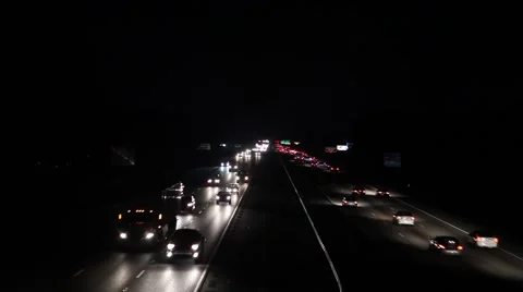 Highway Traffic at Night Stock Footage 46317080