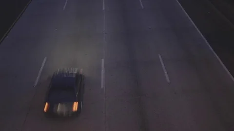 Highway Traffic at Night Stock Footage 73874381