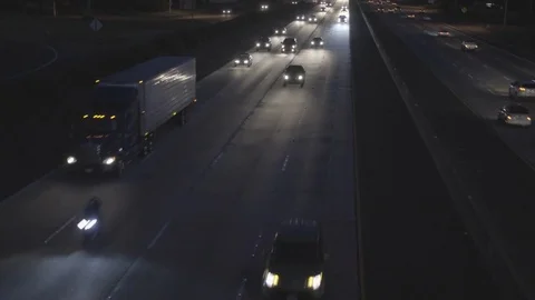 Highway Traffic at Night Stock Footage 73874496